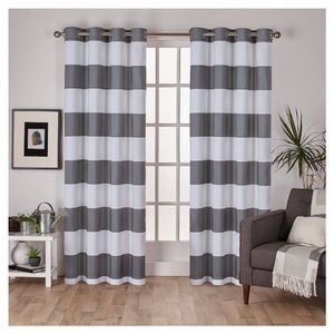 BRAND NEW Set of Dark Grey/Whitish Ivory Grommet drapes
